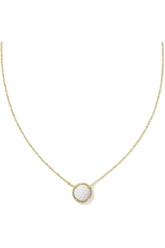 Volleyball Short Pendant Necklace Gold White Mother Of Pearl