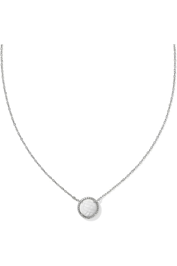 Volleyball Short Pendant Necklace Silver White Mother Of Pearl