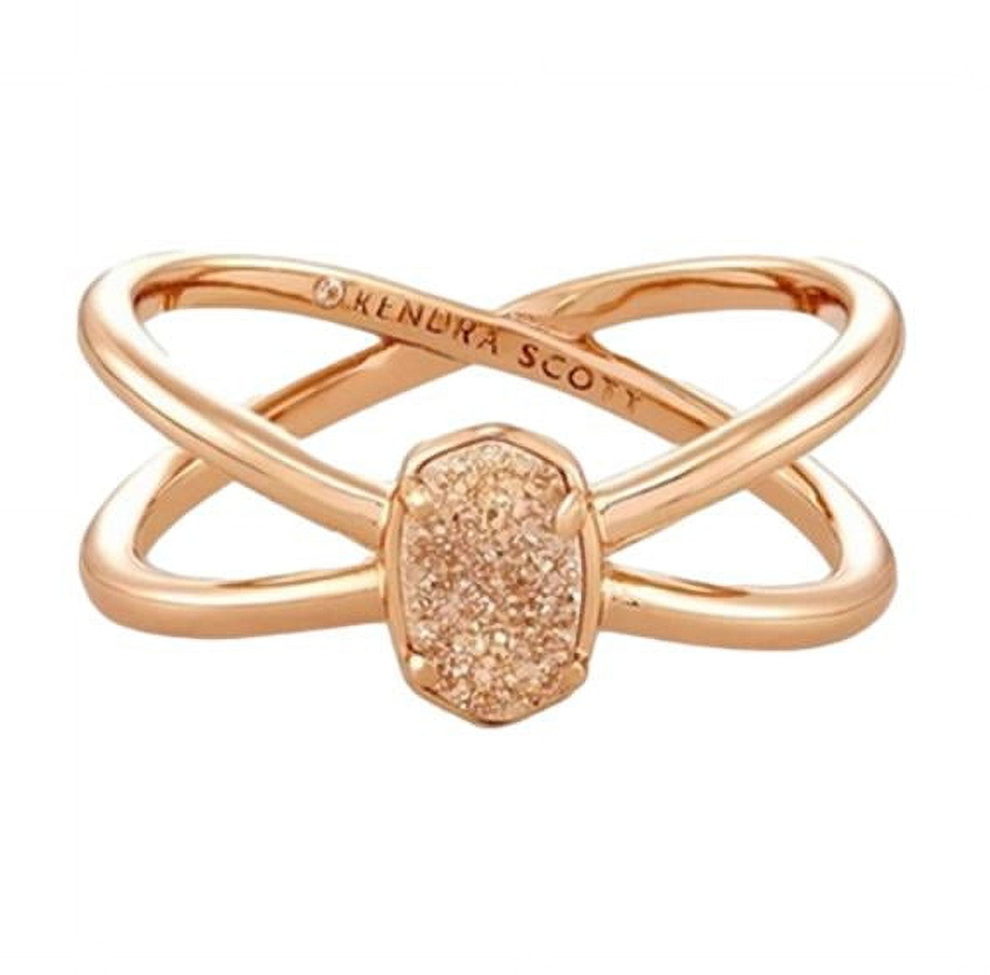 Kendra Scott Emilie Double Band Ring Silver Platinum Drusy