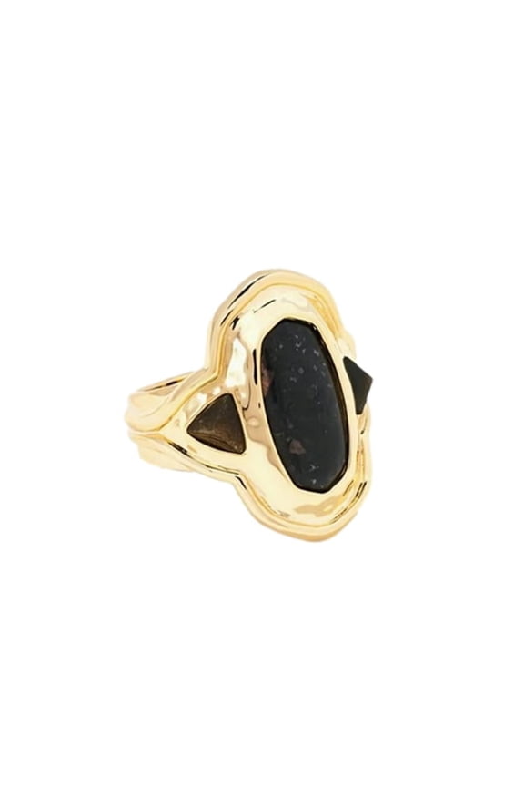 Women's Maya Cocktail Ring in Gold Black Size 8
