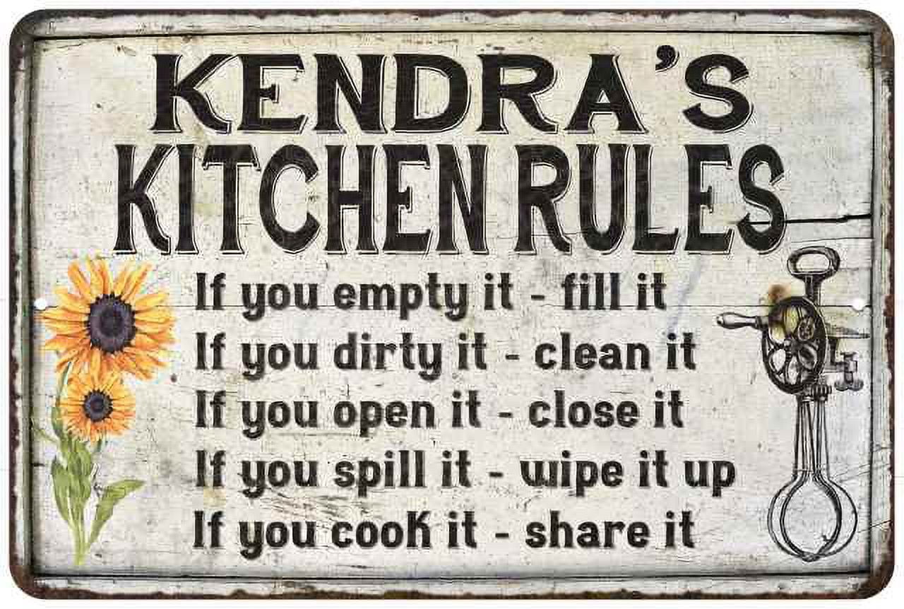 Kendra's Kitchen Rules Chic Sign Vintage Decor 8x12 Metal Sign ...