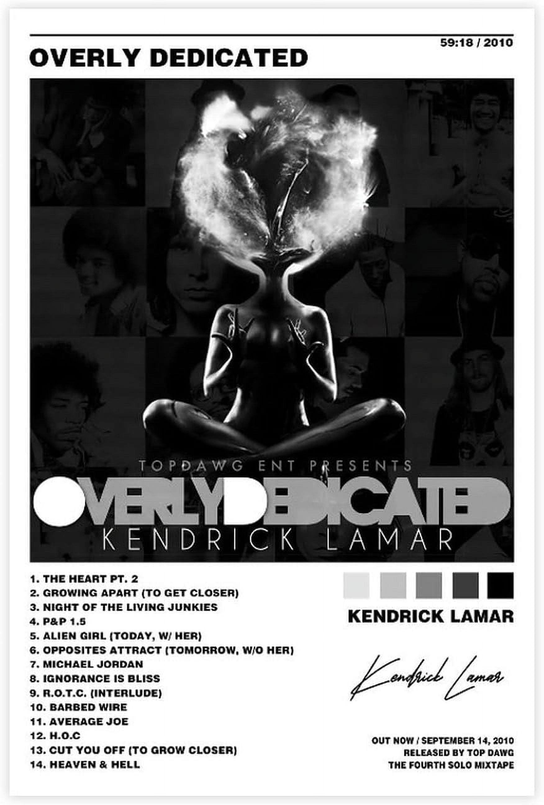 Kendrick Lamar Album Poster Overly Dedicated Rapper Music Canvas Poster 12x18inch Unframed