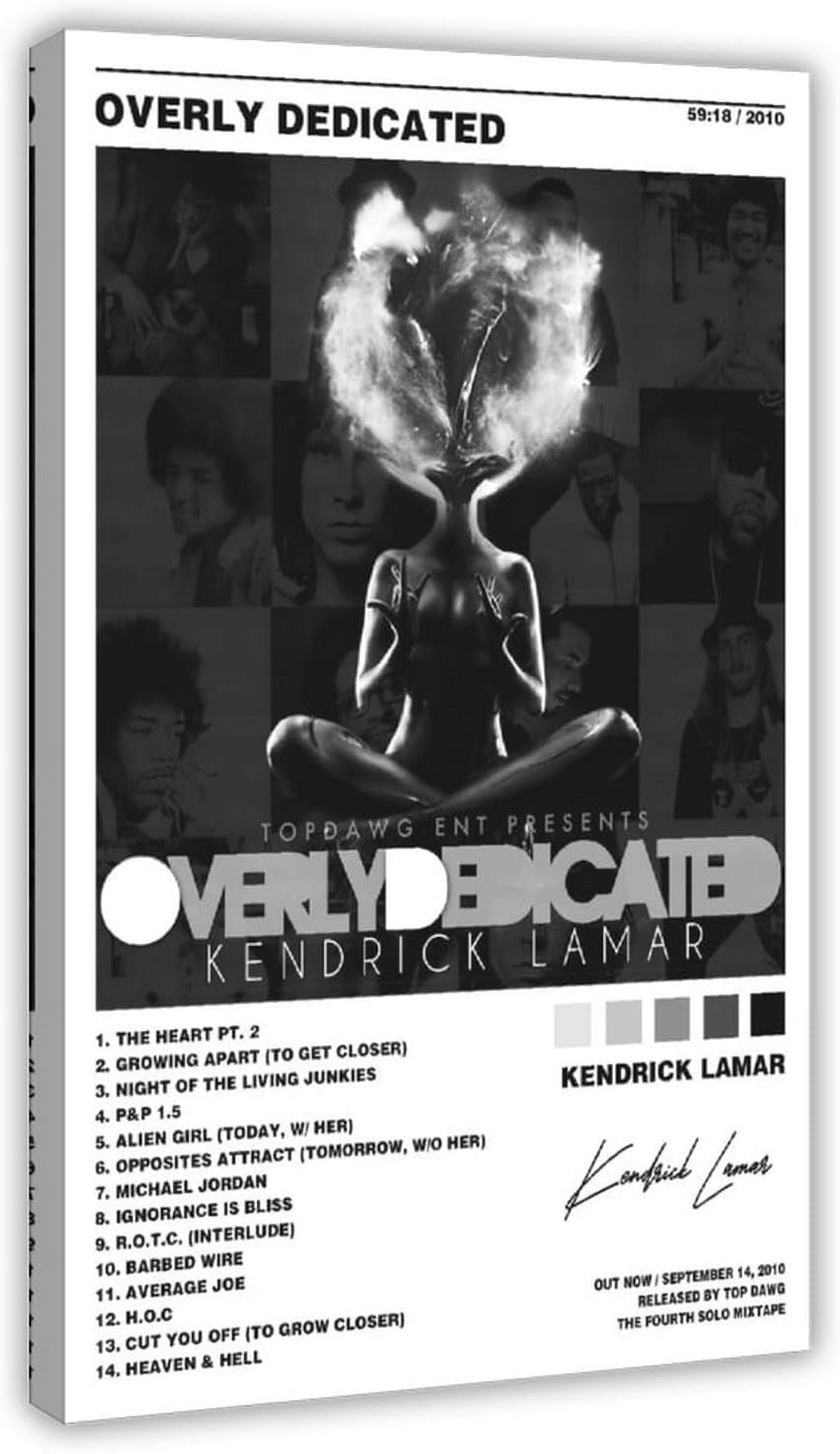 Kendrick Lamar Album Poster Overly Dedicated Rapper Music Canvas Poster 12x18inch Unframed