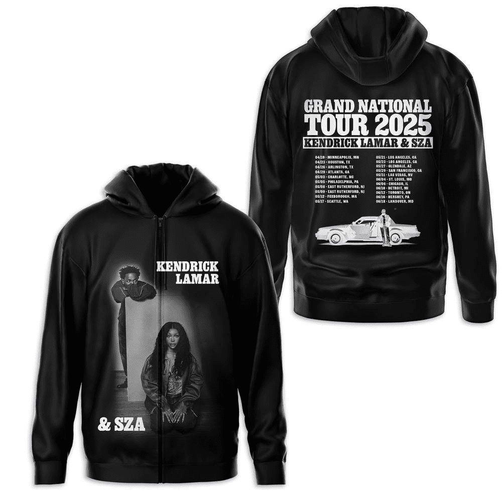 Kendrick Lamar And SZA The Grand National Tour 2025 Hooded Drawstring Pocket Sweatshirt Men