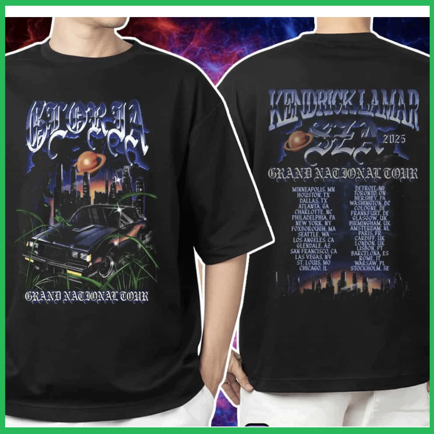 Kendrick Lamar Grand National Tour 2025 Gloria Skyline Version T-Shirt ...