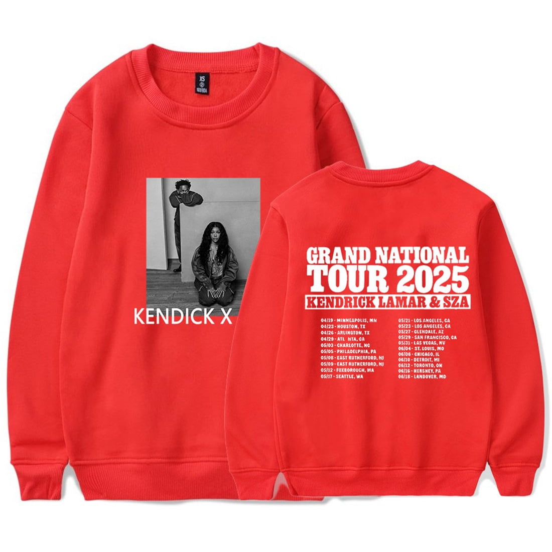 Kendrick Lamar SZA 2025 Tour Sweatshirt Fashion Crewneck Hip Hop Long