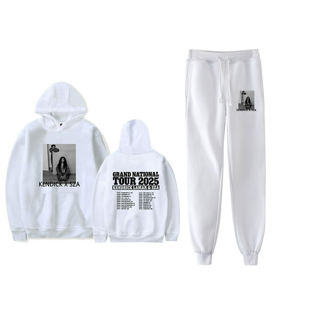 Kendrick Lamar SZA 2025 Tour Sweatsuit Hip Hop Hoodies 2 Piece Suit Streetwear Sets