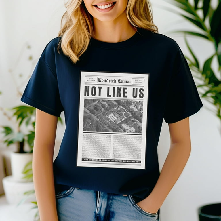 Kendrick Lamar They Not Like Us T Shirt Vintage Newspaper Lyric KDot Kendrick Lamar Shirt Euphoria Hip Hop Merch Vintage Rap Tee The unisex soft style t shirt comfortable material. Walmart