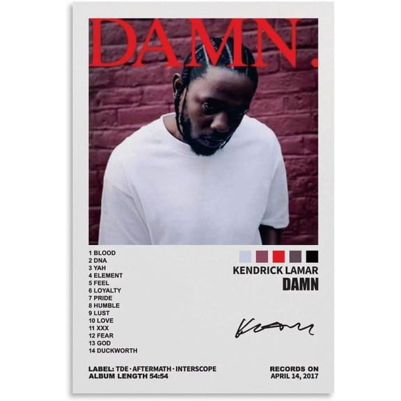 Kendrick Poster Lamar Music Poster Damn Album Cover Posters for Room Aesthetic Canvas Wall Art Size 24''x36'' Goldengate