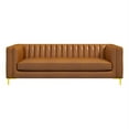 thumbnail image 1 of Kendrix Mid Century Modern Luxury Genuine Leather Tuxedo Couch in Cognac Tan, 1 of 6