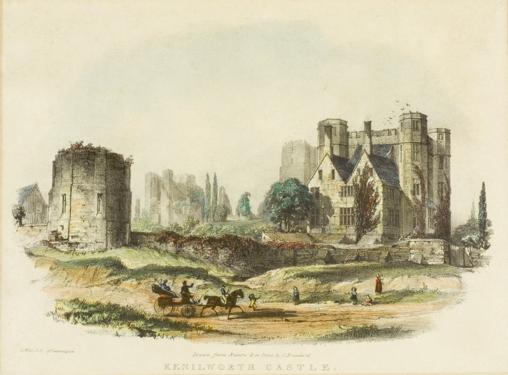 Kenilworth Castle5 Miles North East Of Leamington Warwickshire England 19Th Century Print Drawn From Nature And On Stone By J Brandard Canvas Art - Ken Welsh Design Pics (34 x 24)