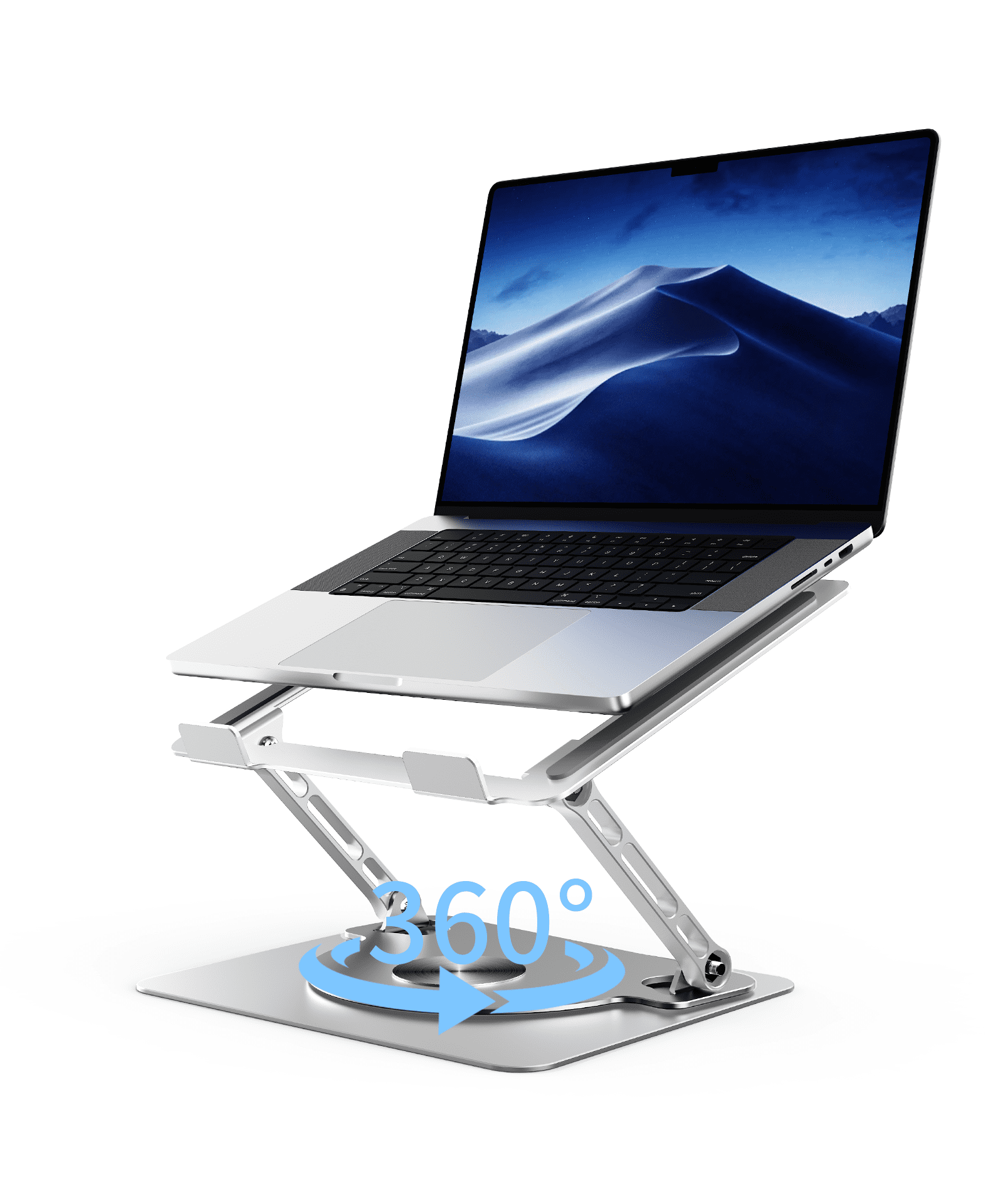 Kenke Adjustable Laptop Stand, Computer Stand with 360 Rotating Base, Ergonomic Laptop Riser Mount for Desk Foldable Protable Computer Desk Fits with MacBook Pro Air (10-16") -Silver