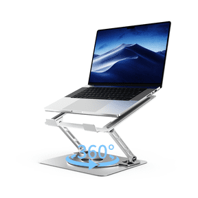 Kenke Adjustable Laptop Stand, Computer Stand with 360 Rotating Base, Ergonomic Laptop Riser Mount for Desk Foldable Protable Computer Desk Fits with MacBook Pro Air (10-16") -Silver