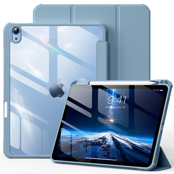 Kenke Case Compatible with iPad (A16) 11th Generation 11 inch 2025, iPad 10th Generation 10.9 Inch 2022 with Pencil Holder, Slim Protective Cover with Clear Back Shell, Auto Wake/Slee,Sky Blue