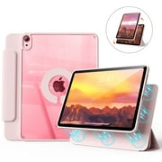 Kenke Case Compatible with iPad (A16) 11th Generation 11 inch 2025,iPad 10th Generation 10.9 Inch 2022 Magnetic Ring Supports 360° Rotation,Slim Protective Cover with Clear Back Shell, Pink