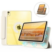 Kenke Case Compatible with iPad (A16) 11th Generation 11 inch 2025,iPad 10th Generation 10.9 Inch 2022 Magnetic Ring Supports 360° Rotation,Slim Protective Cover with Clear Back Shell, Cream White