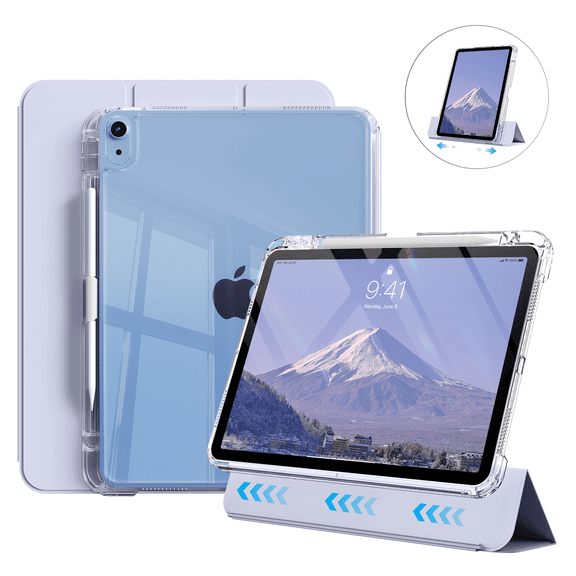 Kenke Case Compatible with iPad (A16) 11th Generation 11 inch 2025, iPad 10th Generation 10.9 Inch 2022 with Pencil Holder, Detachable Cover with Clear Hard Back Shell, Auto Sleep/Wake, Light Purple