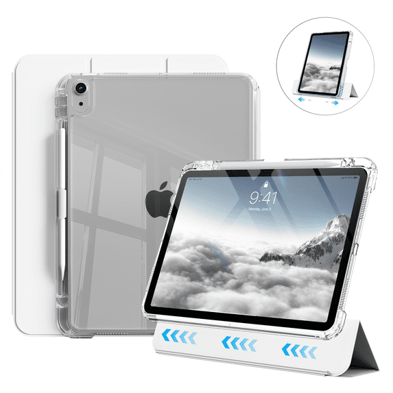 Kenke Case Compatible with iPad (A16) 11th Generation 11 inch 2025, iPad 10th Generation 10.9 Inch 2022 with Pencil Holder, Detachable Cover with Clear Hard Back Shell, Auto Sleep/Wake, Light Gray
