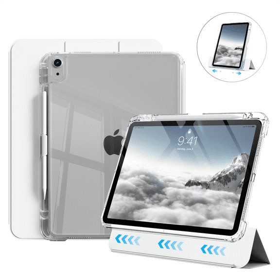 Kenke Case Compatible with iPad (A16) 11th Generation 11 inch 2025, iPad 10th Generation 10.9 Inch 2022 with Pencil Holder, Detachable Cover with Clear Hard Back Shell, Auto Sleep/Wake, Light Gray