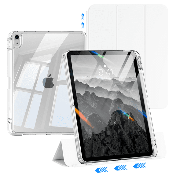 Kenke Case Compatible with iPad Air 11-inch M3/M2 (2025/2024), iPad Air 5th/4th Generation (2022/2020), 2-in-1 Removable Hard PC Transparent Back with Pencil Holder, Auto Sleep/Wake, Light Grey