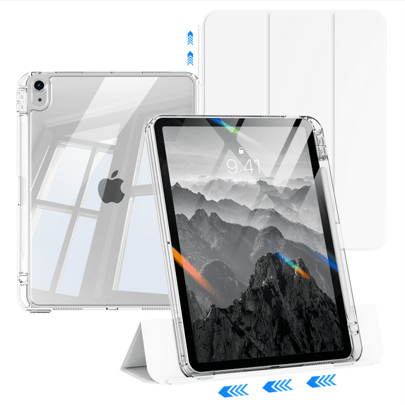 Kenke Case Compatible with iPad Air 11-inch M4/M3/M2 (2026/2025/2024), iPad Air 5th/4th Gen (2022/2020), 2-in-1 Removable Hard PC Transparent Back with Pencil Holder, Auto Sleep/Wake, Light Grey