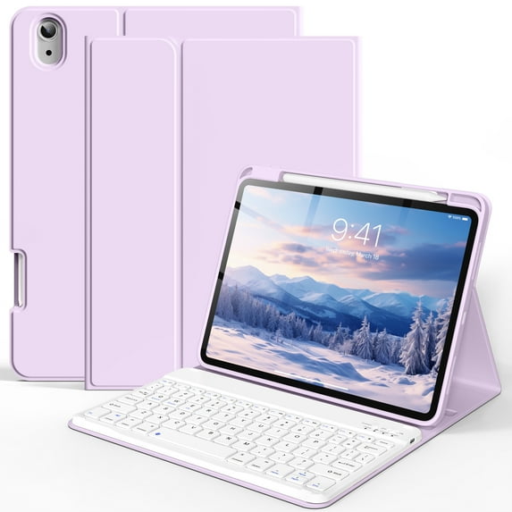 Kenke Case for iPad (A16) 11th Generation 11 inch 2025 with Keyboard,iPad 10th Generation 10.9 inch 2022 Detachable Bluetooth Keyboard Rechargeable,with Pencil Holder,Soft TPU Back Cover,Purple