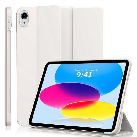 Kenke Case for iPad (A16) 11th Generation 11 Inch 2025, iPad 10th Generation 2022 10.9 Inch, Without Pencil Holder, Trifold Stand Smart Case Soft TPU Back, Auto Wake/Sleep, Support Touch ID, White
