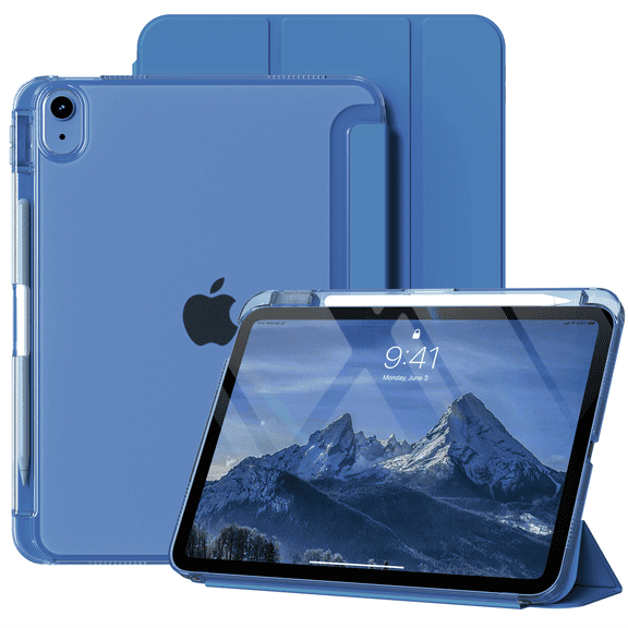 Kenke Case for iPad (A16) 11th Generation 11 inch 2025, iPad 10th Generation 10.9 Inch 2022 with Pencil Holder, Slim Light Trifold Protective Cover with Hard PC Translucent Back Shell, Navy Blue