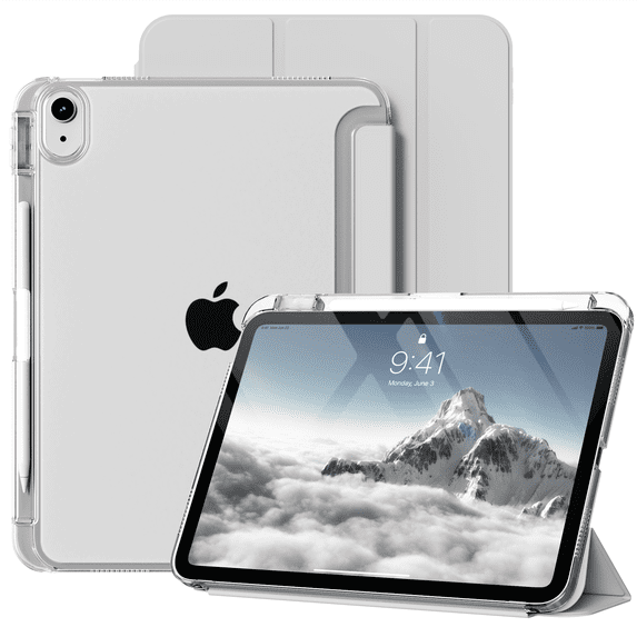 Kenke Case for iPad (A16) 11th Generation 11 inch 2025, iPad 10th Generation 10.9 Inch 2022 with Pencil Holder, Slim Light Trifold Protective Cover with Hard PC Translucent Back Shell, Grey