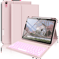 thumbnail image 1 of Kenke Keyboard Case for iPad Air 11-inch M3/M2 (2025/2024), iPad Air 5th/4th Generation (2022/2020) - with Pencil Holder,7 Colors Backlit Keyboard,Wireless Detachable Keyboard Cover,(Pink), 1 of 10