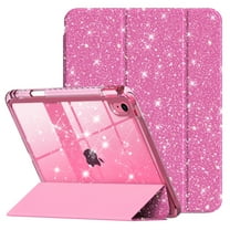 Kenke Compatible with iPad A16 11th Generation 11 Inch 2025 Case, iPad Case 10th Generation 10.9 Inch, Glitter Cover with Sparkly Clear Back, Pencil Holder, for Kids Girls, (Rose Pink)