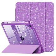 Kenke Compatible with iPad A16 11th Generation 11 Inch 2025 Case, iPad Case 10th Generation 10.9 Inch, Glitter Cover with Sparkly Clear Back, Pencil Holder, for Kids Girls, (Silver)
