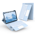 thumbnail image 1 of Kenke Keyboard Case Compatible for iPad (A16) 11/10th Generation 11/10.9 inch 2025/2020, Folio Cover with Pencil Holder, Multi-Touch Trackpad, 7 Color Backlit, Detachable Bluetooth Keyboard, Blue, 1 of 9