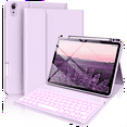 thumbnail image 1 of Kenke Keyboard Case for iPad Air 11-inch M3/M2 (2025/2024), iPad Air 5th/4th Generation (2022/2020) - with Pencil Holder,7 Colors Backlit Keyboard,Wireless Detachable Keyboard Cover,(Purple), 1 of 9