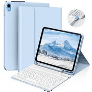 حافظة لوحة مفاتيح Kenke iPad A16 الجيل الحادي عشر 11 بوصة 2025، حافظة لجهاز iPad الجيل العاشر 10.9 بوصة 2022 بلوتوث قابلة للفصل - مع حامل قلم رصاص - حافظة حامل قابلة للطي - حافظة لوحة مفاتيح،أزرق فاتح