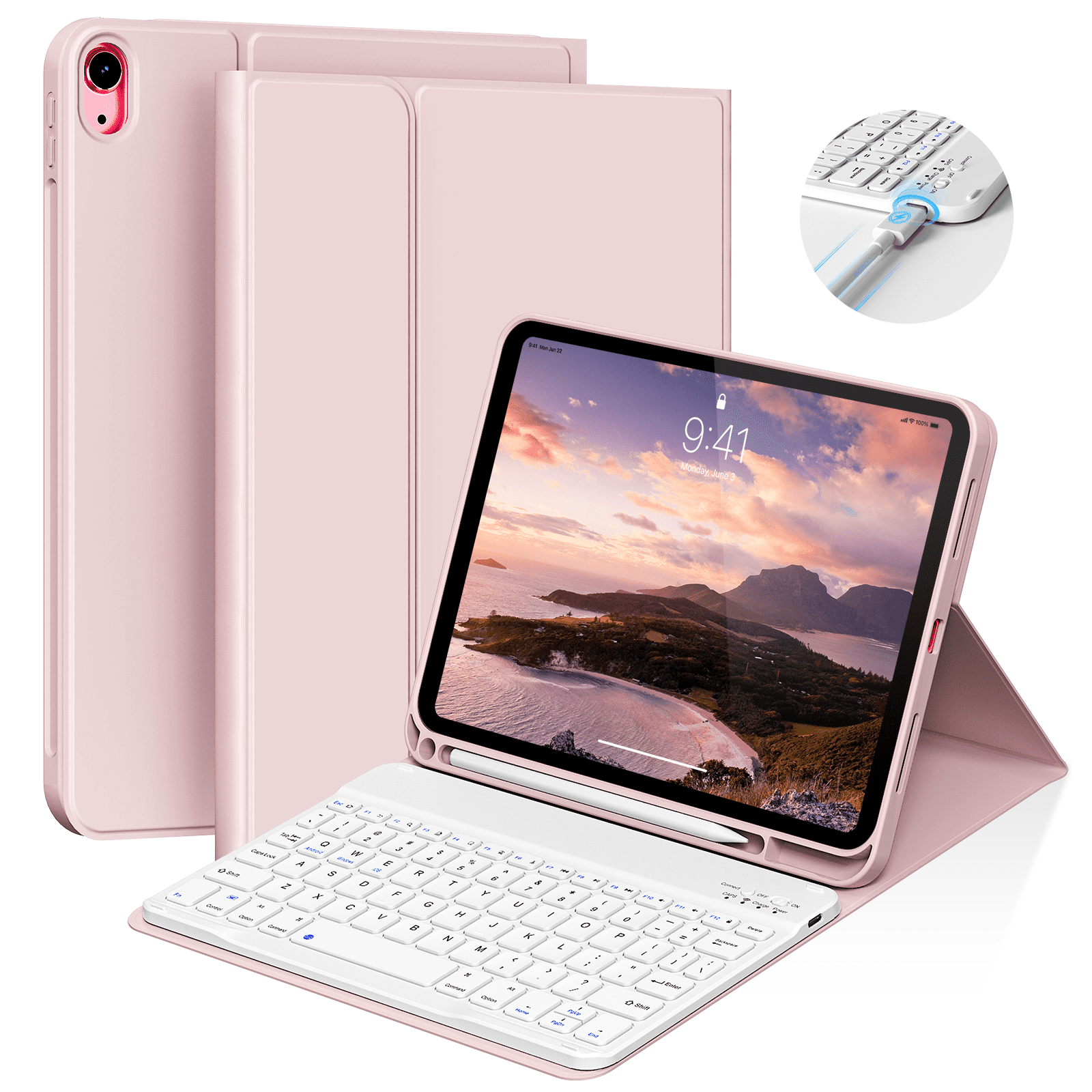 2022 iPad 10th Gen 10.9 inch Case - Detachable Keyboard, Full Body