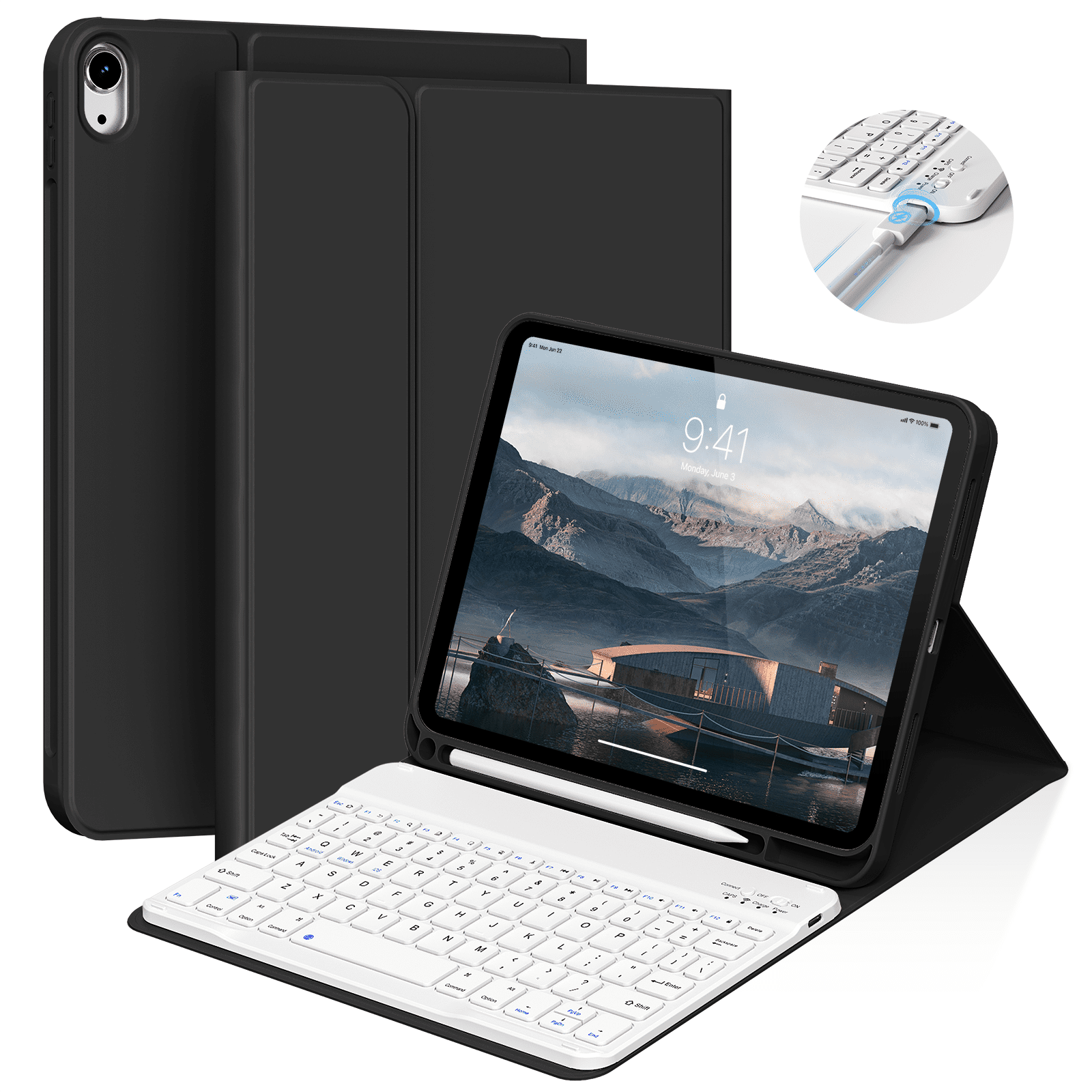 2022 iPad 10th Gen 10.9 inch Case - Detachable Keyboard, Full Body