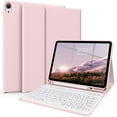 thumbnail image 1 of Kenke iPad (A16) 11th Generation 11 inch 2025 Keyboard Case,for iPad 10th Generation 10.9 inch 2022 with Pencil Holder,Soft TPU Back Stand Cover, Bluetooth Detachable Wireless Keyboard, Pink, 1 of 11