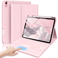 thumbnail image 1 of Kenke for iPad (A16) 11th/10th Gen 11/10.9 inch 2025/2020 case with Keyboard, Round Key, 7 Color Backlit, Multi-Touch Trackpad, Detachable Wireless Keyboard, Folio Cover with Pencil Holder,Light Pink, 1 of 10