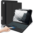 thumbnail image 1 of Kenke for iPad (A16) 11th/10th Gen 11/10.9 inch 2025/2020 case with Keyboard, Round Key, 7 Color Backlit, Multi-Touch Trackpad, Detachable Wireless Keyboard, Folio Cover with Pencil Holder, Black, 1 of 10