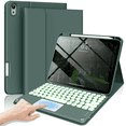 thumbnail image 1 of Kenke Compatible with iPad (A16) 11th/10th Gen 11/10.9 inch 2025/2020 Case with Keyboard, Round Key, 7 Color Backlit, Multi-Touch Trackpad, Detachable Wireless Keyboard, with Pencil Holder,Dark Green, 1 of 10