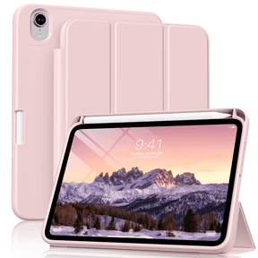 Kenke for iPad mini A17 Pro Case 2024, for iPad mini 7th/6th Generation Case 2021 8.3 Inch with Pencil Holder, Slim Trifold Stand Protective Cover/Soft TPU Back, Auto Wake/Sleep, Pink