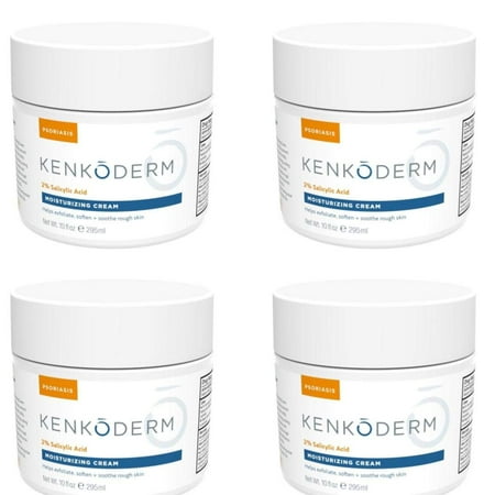 Kenkoderm Psoriasis Moisturizing Cream - 10 oz (4 Jars) | Dermatologist Developed | Fragrance + Color Free