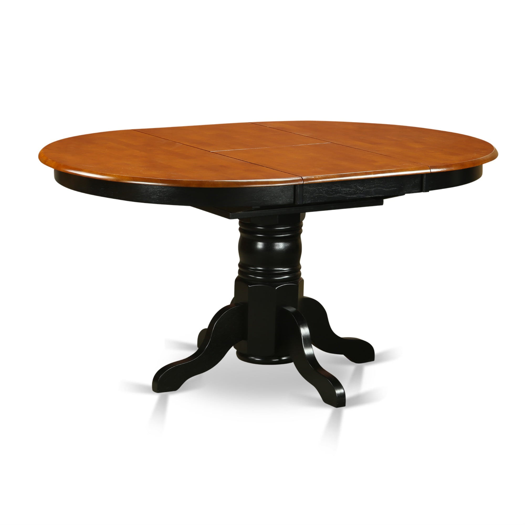 Kenley 7 Pc Dining Set - Oval Table & 6 Chairs , Black & Cherry Finish , Butterfly Leaf , Napoleon Style Chairs , Wood or Leather Seats
