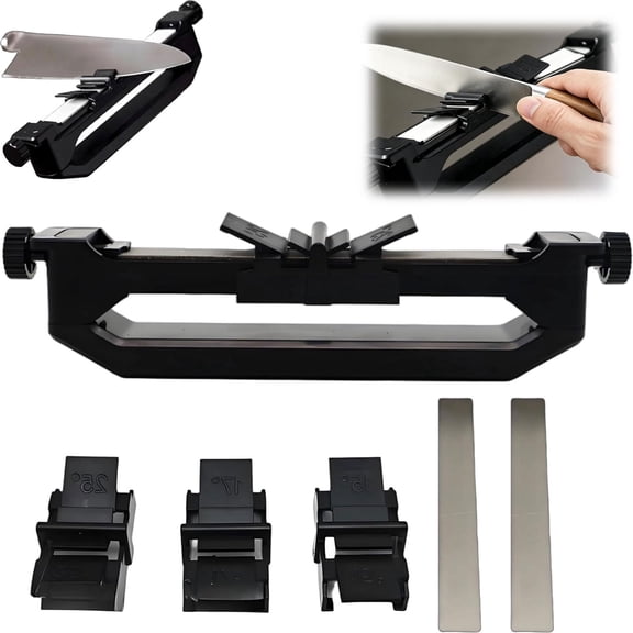 Kenmiso Knife Sharpener,Guided Knife Sharpening System,Portable Knife Sharpener, Handheld Angle Guided with 15°/17°/25°, 2 Whetstones (800/1000 1500/2000) for Kitchen & Travel(1PC)
