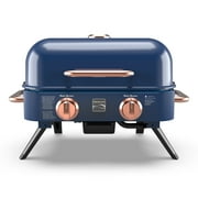 Kenmore 2-Burner Portable Tabletop Retro Gas Grill, Navy Blue