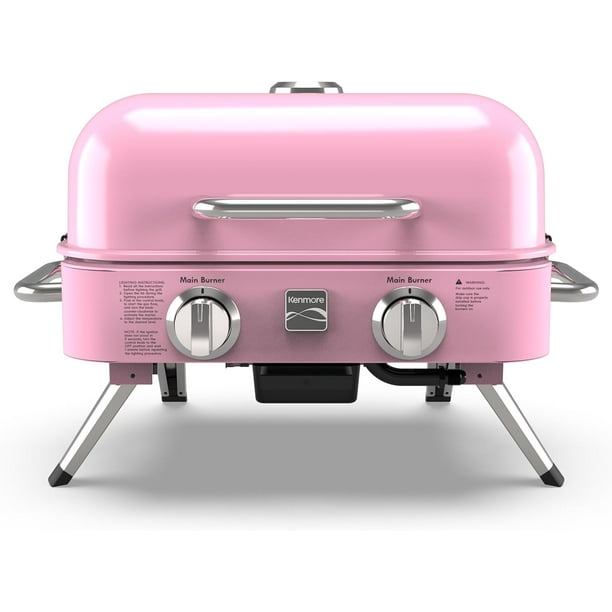 Kenmore 2-Burner Portable Tabletop Retro Gas Grill, Pink - Walmart