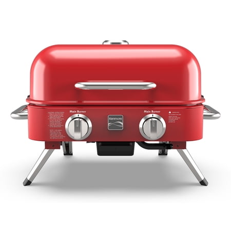 Kenmore 2-Burner Portable Tabletop Retro Gas Grill, Red