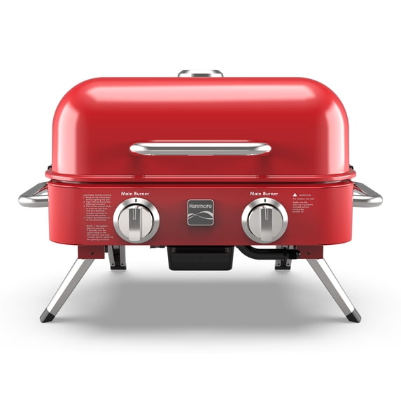 Kenmore 2-Burner Portable Tabletop Retro Gas Grill, Red