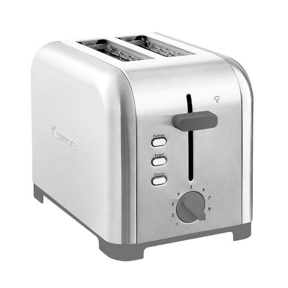 Kenmore 2 Slice 1400W Toaster with Dual Controls, 1.5 in wide Slots, Silver